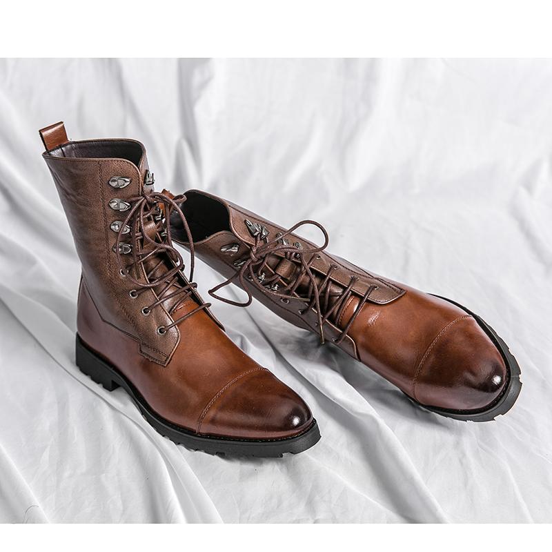 Men Motorcycle Casual High Boots Suede Demi-season Boots  Street Style Cool Boots Large Size