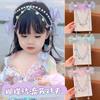 Pearl Headdress Children's Princess Fringed Hairpin Girls Mermaid Hair Accessories Forehead Chain Bow Hairpin