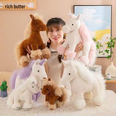 New Small White Horse Plush Toy for Home Decor and Children's Birthday Gift