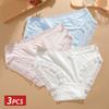 3PCS/Set Seamless Panties Ice Silk Lace Perspective Briefs Ultra Thin Breathable Underwear Cool Summer Female Sexy Lingerie