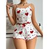 2025 New Sexy Pajamas Female Strawberry Heart Printing Fashion Sling Best Selling Sweet Cute Loungewear