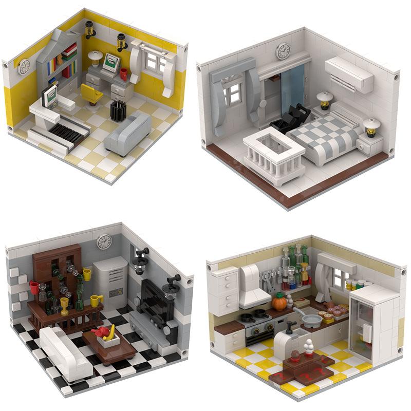 Street View Corner Room Bar Kitchen Gym Scene Diy Assembly Holiday Gift Ornament Building Block
