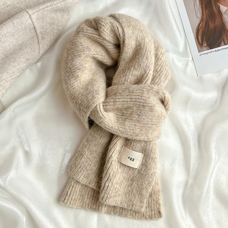 Korean Solid Color Wool Blend Scarf, Blue-Green, Unisex Autumn-Winter Neck Warmer
