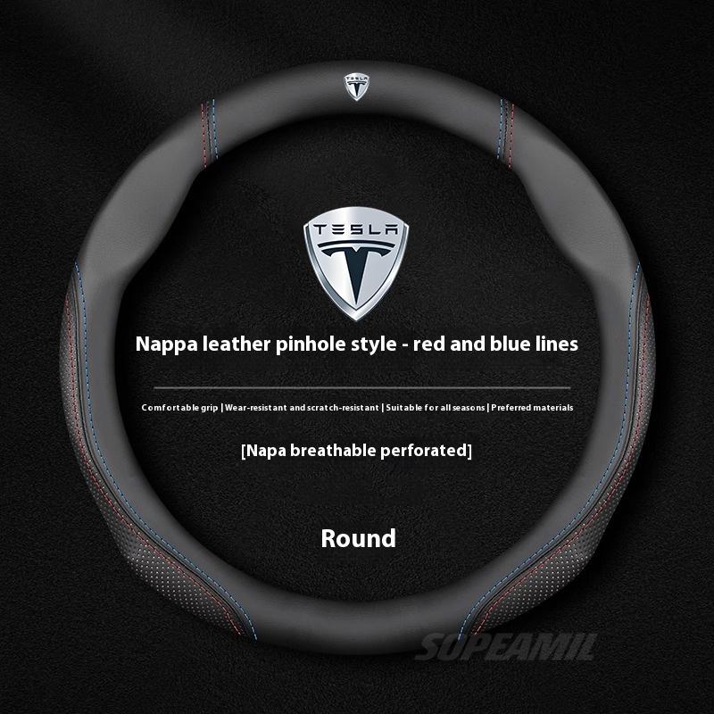 

Tesla Model 3 Model Y Model S Model X Roadster Замша Шкіра Протиковзка Спортивний стиль Чохол на Кермо Авто Автоаксесуари