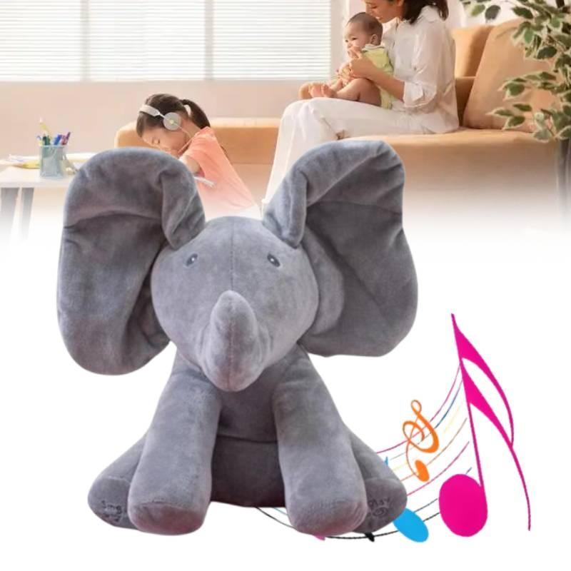 Elephant Hide And Seek Singing Plush Toy With Pp Cotton Filling For Kids Playtime