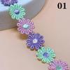 25mm Daisy Flower Lace Trim Colorful Embroidered Ribbon For DIY Crafts Sewing Supplies Knitting Wedding Handmade Patchwork