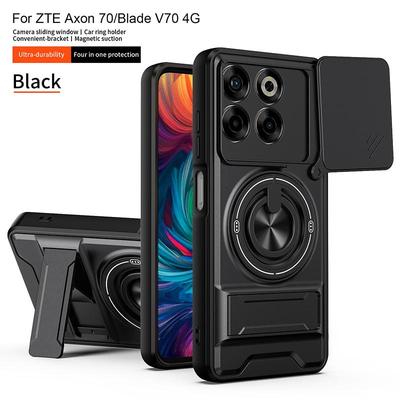 Phone Case for ZTE Nubia V70 Max/ ZTE Blade V70 Max 4G Slide Camera Cover,Built-in Ring Stand and Folding Stand