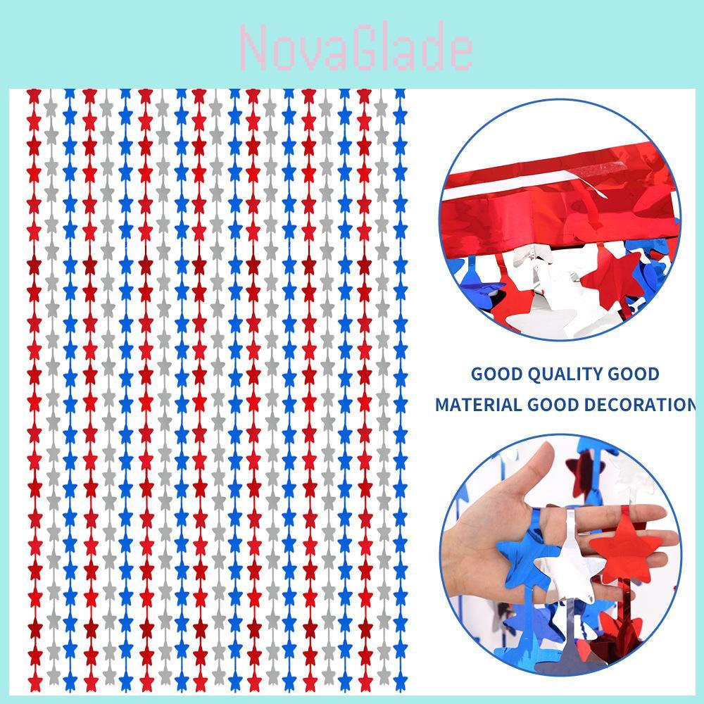 Beautiful Red Blue And Silver Starry Curtain For Independence Day Party Decorations