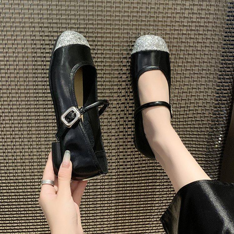 

Французские туфли Мэри Джейн женские 2025 новая летняя серебристая обувь для нежного вечера со стразами с юбкой туфли-лодочки ladyshoes 35