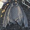 Japanese Literary Style Versatile Half-Zip Cable Knit Men's Sweater: Fashionable, Simple, and Trendy.