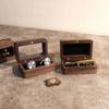 Double Slot Wooden Ring Box Opening Window Jewelry Ring Holder Black Walnut Cufflinks Box  Couples