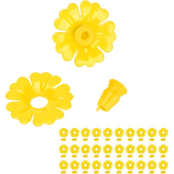 Feeding Port Replacement Parts, Hummingbird Feeder Flowers Bright Colors Attractive 30 Set for Outdoor(Yellow)