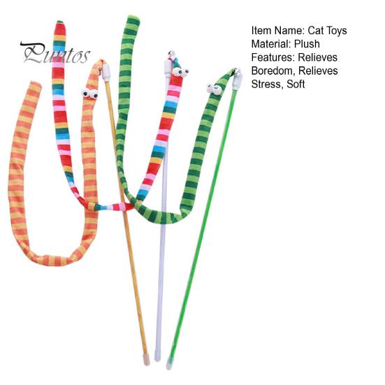 Interactive Cat Stick Toy Playing Teaser Wand with Crisp Bells Scratch-Resistant Bite-Resistant Cute Cartoon Relieve Boredom Soft Cat Tease Stick