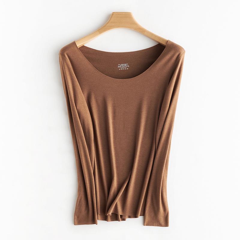 Autumn/Winter Slim Fit German Velvet Thermal Pullover - Solid Color Long Sleeve Round Neck Top