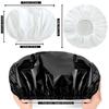Two-Piece Extra-Large Waterproof Bath Cap Set, Reusable for Long Hair, Thick Curls, and Braided Styles (Black + White)