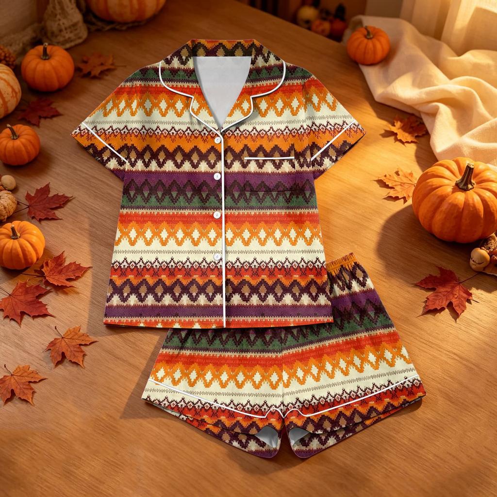 Women's Halloween Print Pajama Set Two-Piece Comfortable Sleepwear
