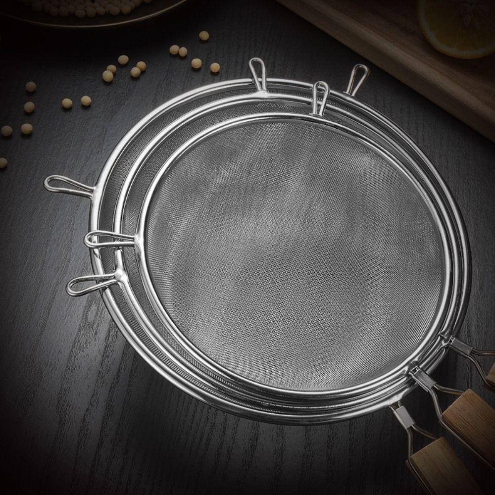 Wooden Handle Food Strainers Easy To Clean Fine Mesh Strainers Cooking Skimmers  for Kitchen