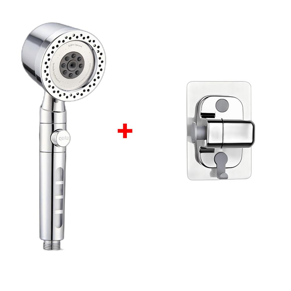 6 Modes High Pressure Shower Head ABS Water Saving Filter Showerhead Fall Resistance Bath Shower Nozzle Set with Stop Button