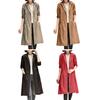 Damen Frühling Herbst Kapuzen Mittellang Windjacke Reißverschlussleiste Langarm Taschen Einfarbig