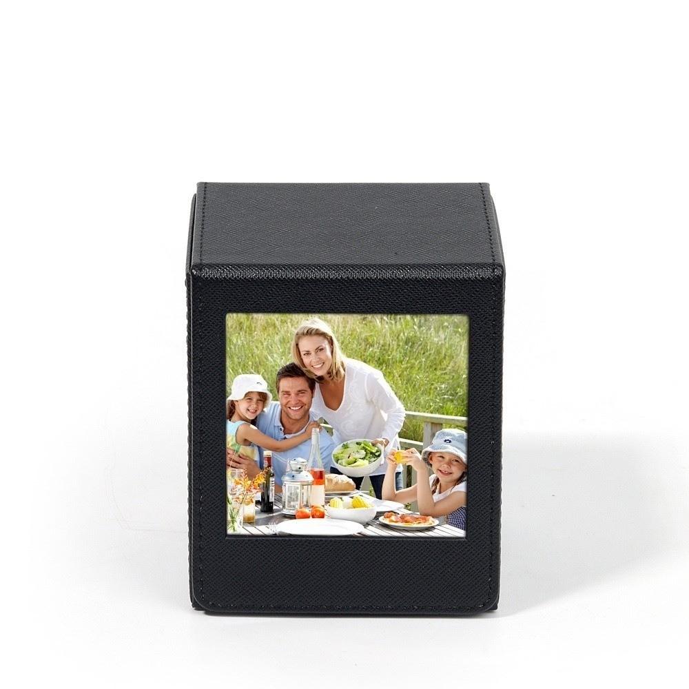 Flip Cover 3-Inch Photo Storage Box Large Capacity Magnetic Game Cards Storage Box Decorative Leather Photo Album Birthday Gift