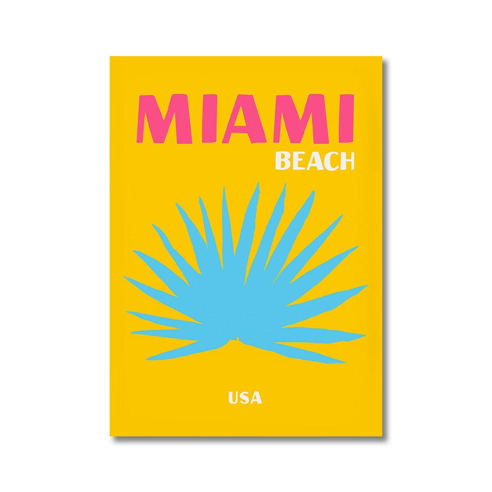 Modern Scenic Travel Mykonos Palme Miami Wandkunst Poster Drucke Boho Maximalistischer Stil Leinwandmalerei Bild für Zimmer Heimdekor