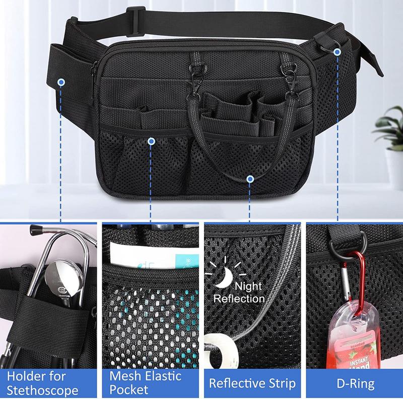 Multi Compartment Gear Pocket Nursing Organizer Belt Bag Utility Waist Pack Nursing Bag for Pen Women Work Supplies Men Scissors