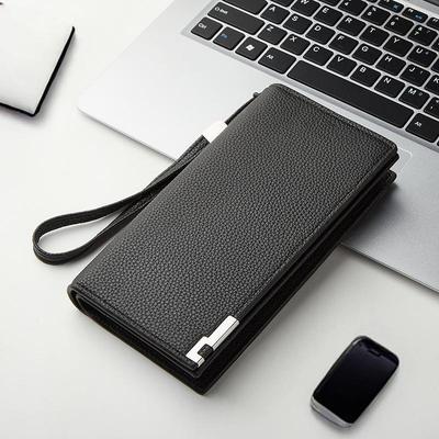 Pánská taška na zip s dlouhým zipem: Módní, multifunkční kožená psaníčko a držák na karty