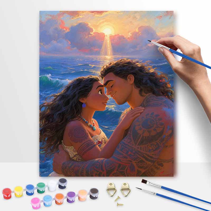 Disney Moana Maui Romantic Sea Sunset Digital Oil Painting Art Kit Hand Painted Home Decor 20x30cm