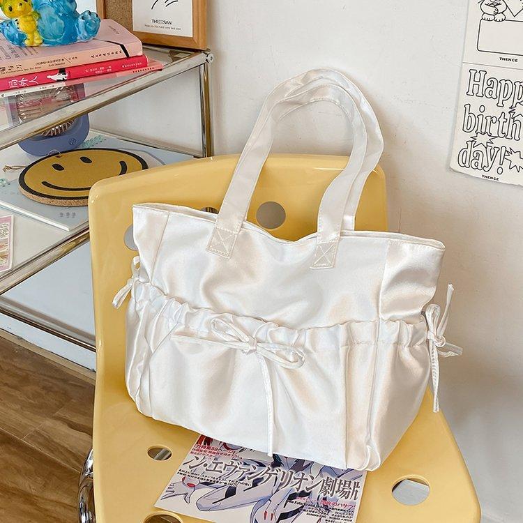 2025 New Nylon Bag Shoulder Handbag Large Capacity Student Class Commuter Bag Bow Tote Bag