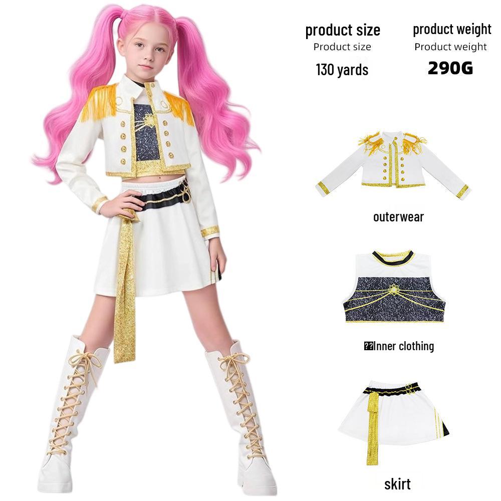 K-POP Demon Hunter Girl Group Cosplay Costume: Mira, Lumi, Zoe Children’s Attire