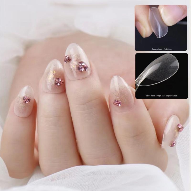 120/240/504/600Pcs False Nail Tips Soft Gel Fingertip Semi-Matte Square Almond French Coffin Full Cover Nails Extension