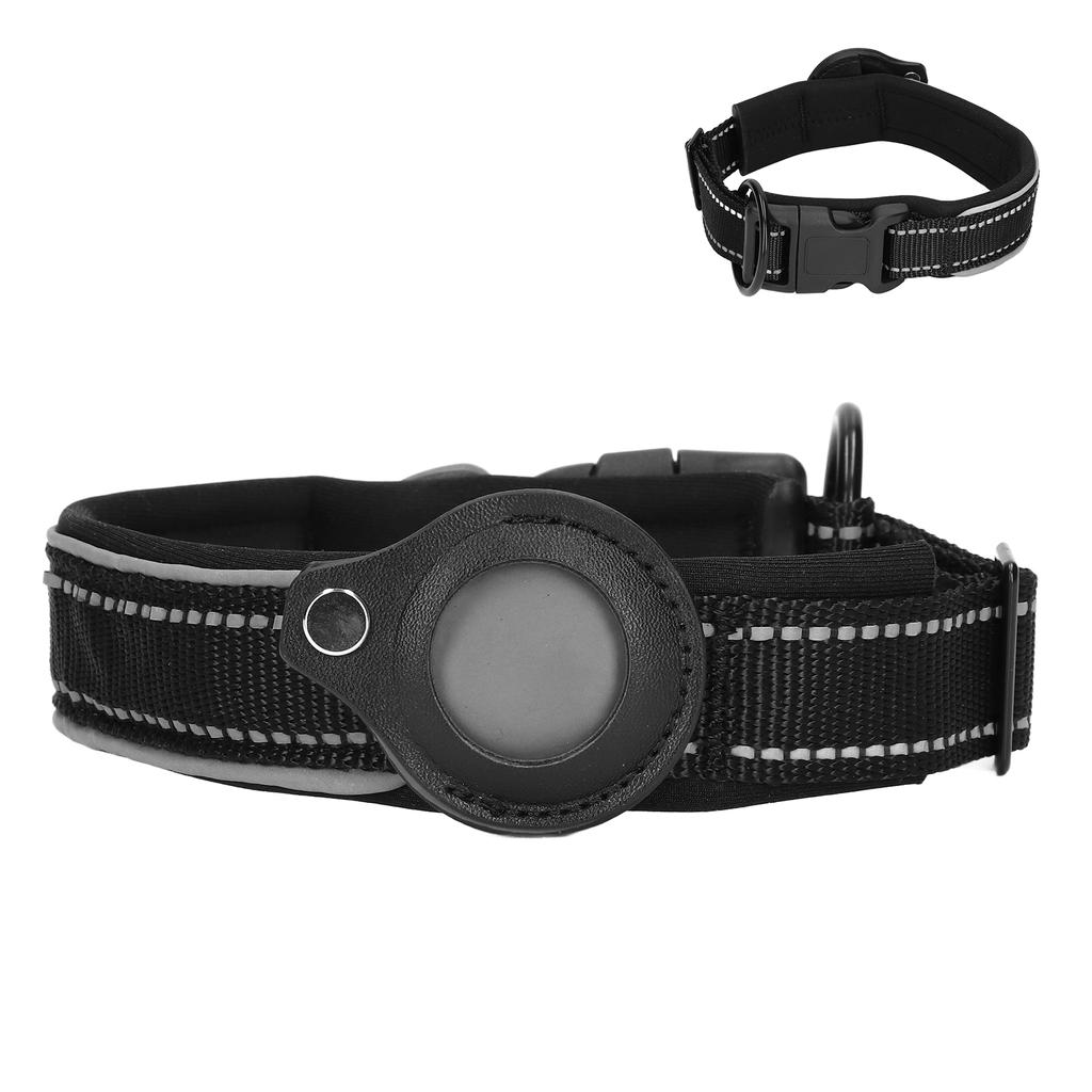 Reflexní obojek pro psa Nastavitelný Odolný Polstrovaný neoprenový obojek pro domácí mazlíčky s držákem na AirTag pro
