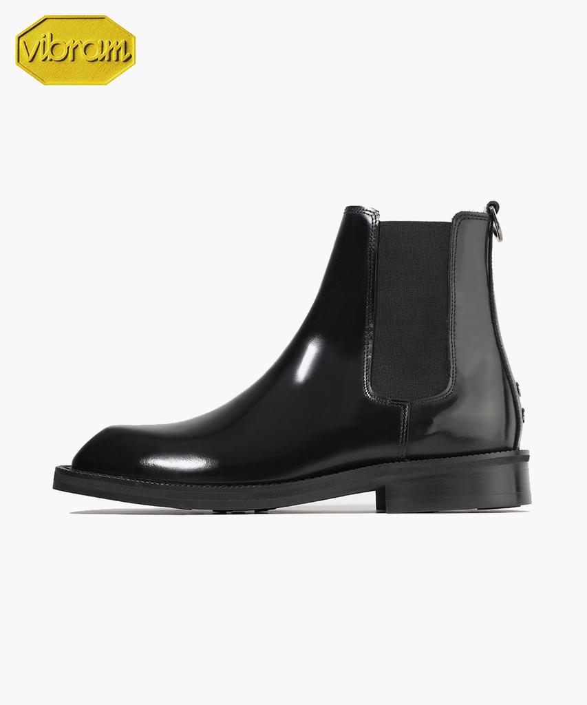 Firenze Atelier [Vibram] Volume Square Toe Standard Rubber Sole Chelsea Boots 9420 [Black Box]