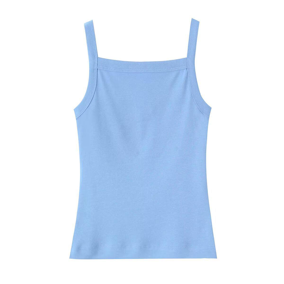 

Майка с открытыми плечами на тонких бретелях TAOP&ZA для женщин - Летняя повседневная Small небесно-голубой