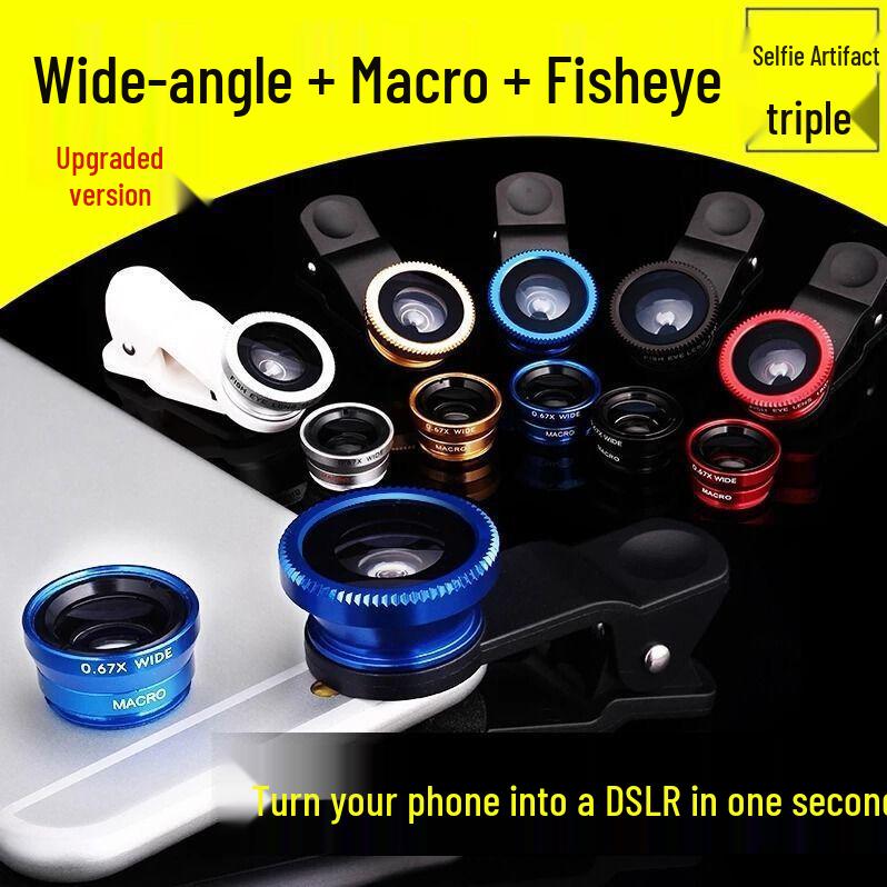 

Объектив «рыбий глаз», широкоугольный и макрообъектив 3-в-1 для мобильных телефонов Gold