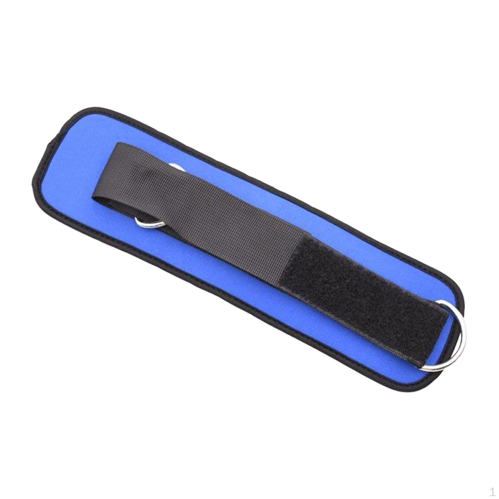 Ankle Strap Cuff for Kickbacks Adjustable Hip Exercise Women Men Neoprene Padded Leg Dual Rings Blue