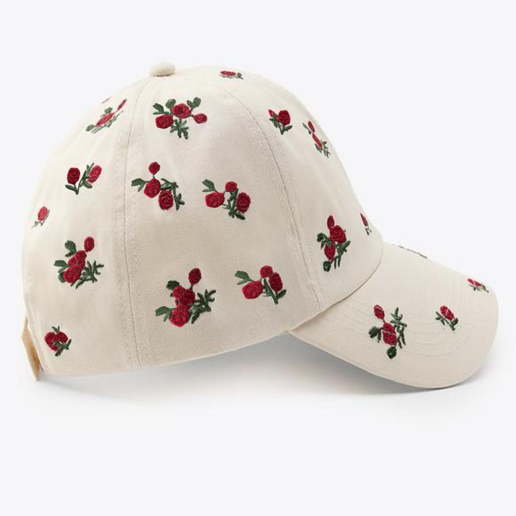 Versatile Embroidery Women's Baseball Sun Hat Fashion Couple's High Density Embroidery Craft Strawberry Thorn