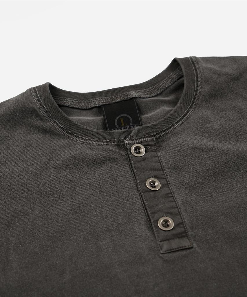 FRIZMWORKS Pigment Dyeing Henley Neck Tee _ Charcoal