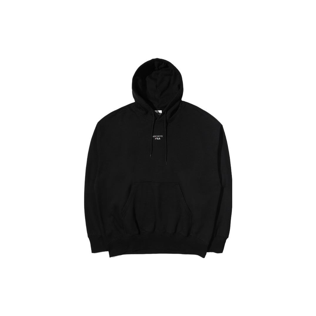 FILA Printed Letter Hooded Pullover Sweatshirt Unisex sweatshirt Black FS2POD1111X-BLK L