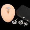 Anneaux de nombril en forme de cœur avec nœud et zircon, piercing de nombril avec pompons en strass, barre de nombril pour femmes, bijoux de corps