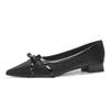 French Small Heels Design Sense Niche Gentle Low Heel Single Shoes Women's 2cm Spring Bow Pointed Not Tired Feet Women's Shoes