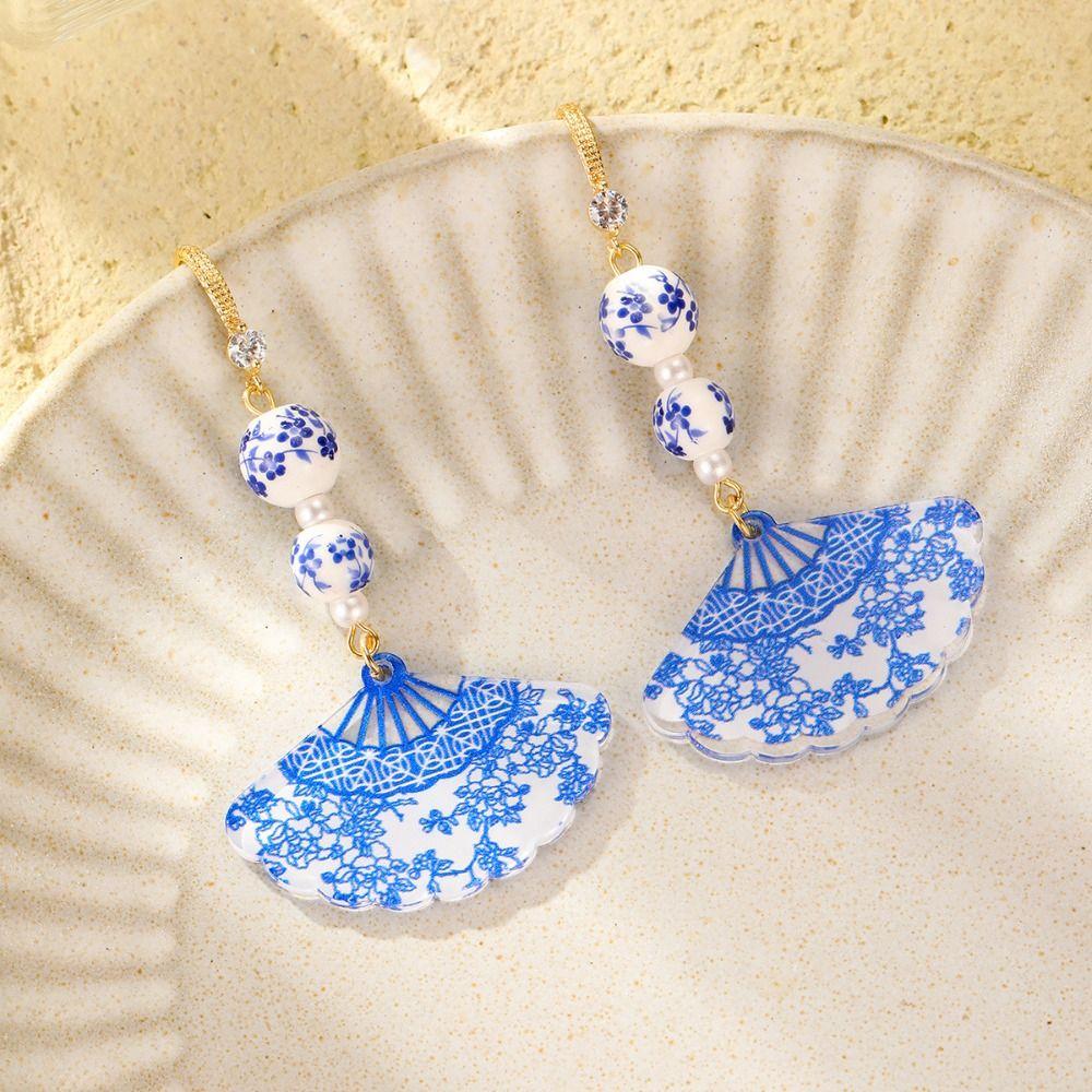 Nowe Kolczyki wiszące z akrylowym wisiorkiem w stylu chińskim Biżuteria Akcesoria Kolczyki wiszące Kobiety