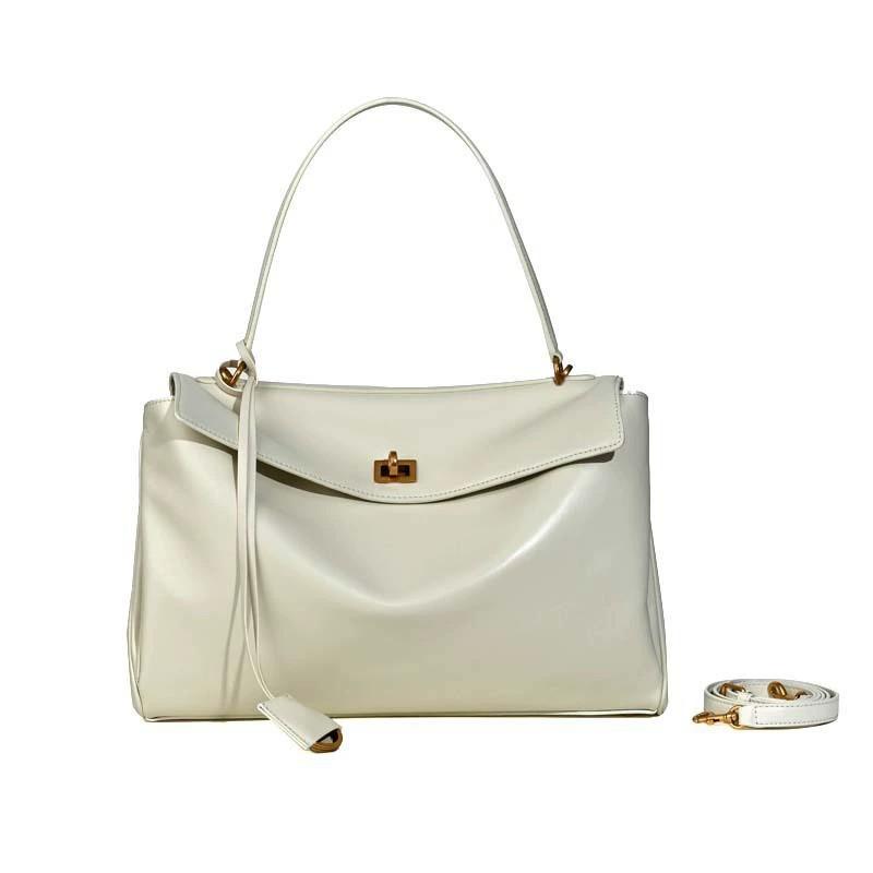 Leather Reodeo Bag Large Capacity Commuting Tote Simple Fashionable All-matching Shoulder 29 cm gold buckle
