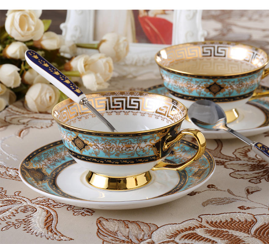 European High Quality Coffee Cups & Sauces Bohemia Blue Coffee Coffee Coffee Coffee Suite Tea Cups Set English Gift Set