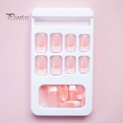 24 Stück Nägel zum Aufdrücken mit Kleber, quadratisch, kurz, glänzend, Nagelverlängerung, vollständige Abdeckung, für Damen und Mädchen, natürlich, nackt, künstliche Nägel, Salon, Heimgebrauch