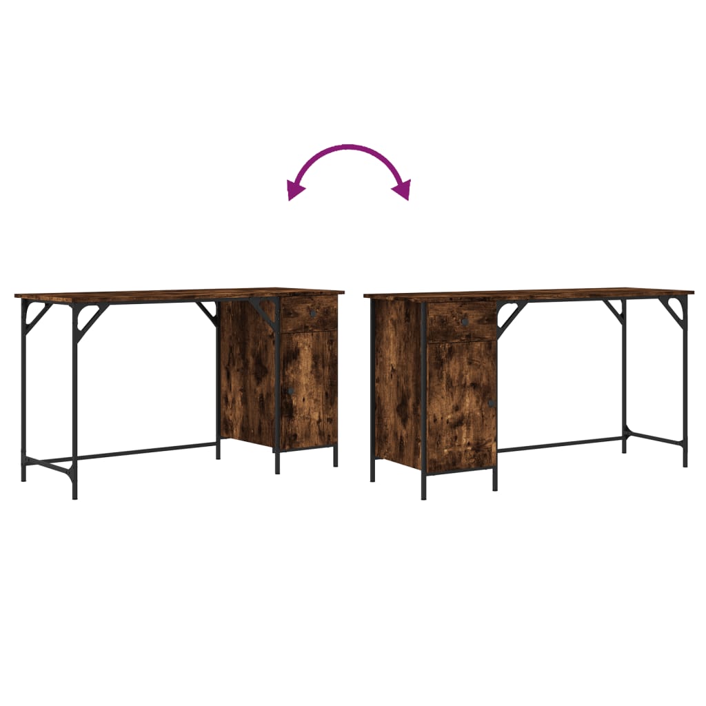 Computer Desk Smoked Oak 131x48x75 cm Particleboard