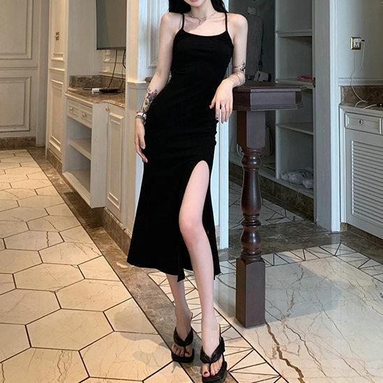 Suspender Hip Dress Spice Girl Summer New Sexy Tight Backless Split Long Dress Stepmom Skirt Girl