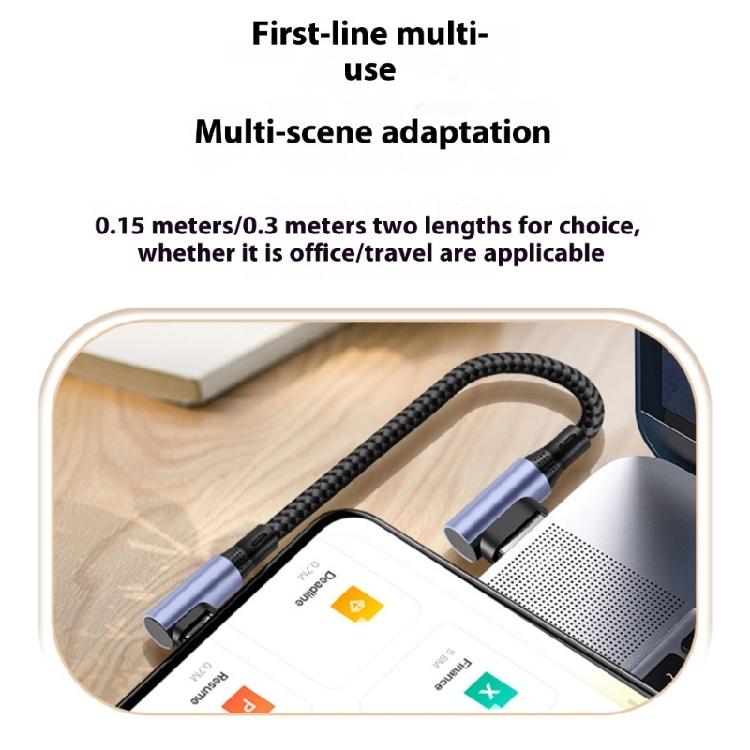 Compact USB to USB C Power Adapter Cord Wire Nylon Reinforced Data Cable Bend/Straight Head Design Quick Charging