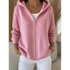 Dames Casual Effen Kleur Rits Gebreide Hooded Vest - Herfst/Winter 2026 Europese & Amerikaanse Mode
