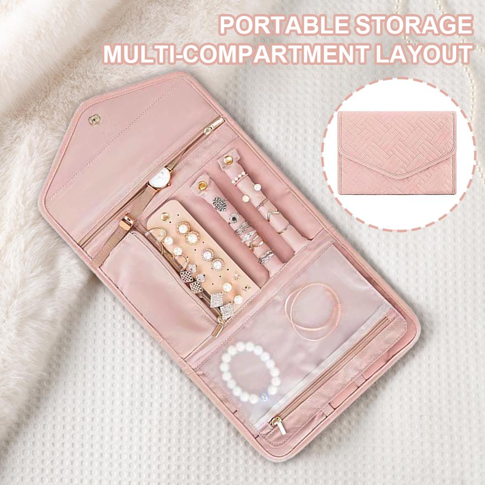 Foldable Travel Jewelry Bag Portable Necklace Earrings Rings Case Organizer Jewelry Storage Bag For Girls Journey Essentials